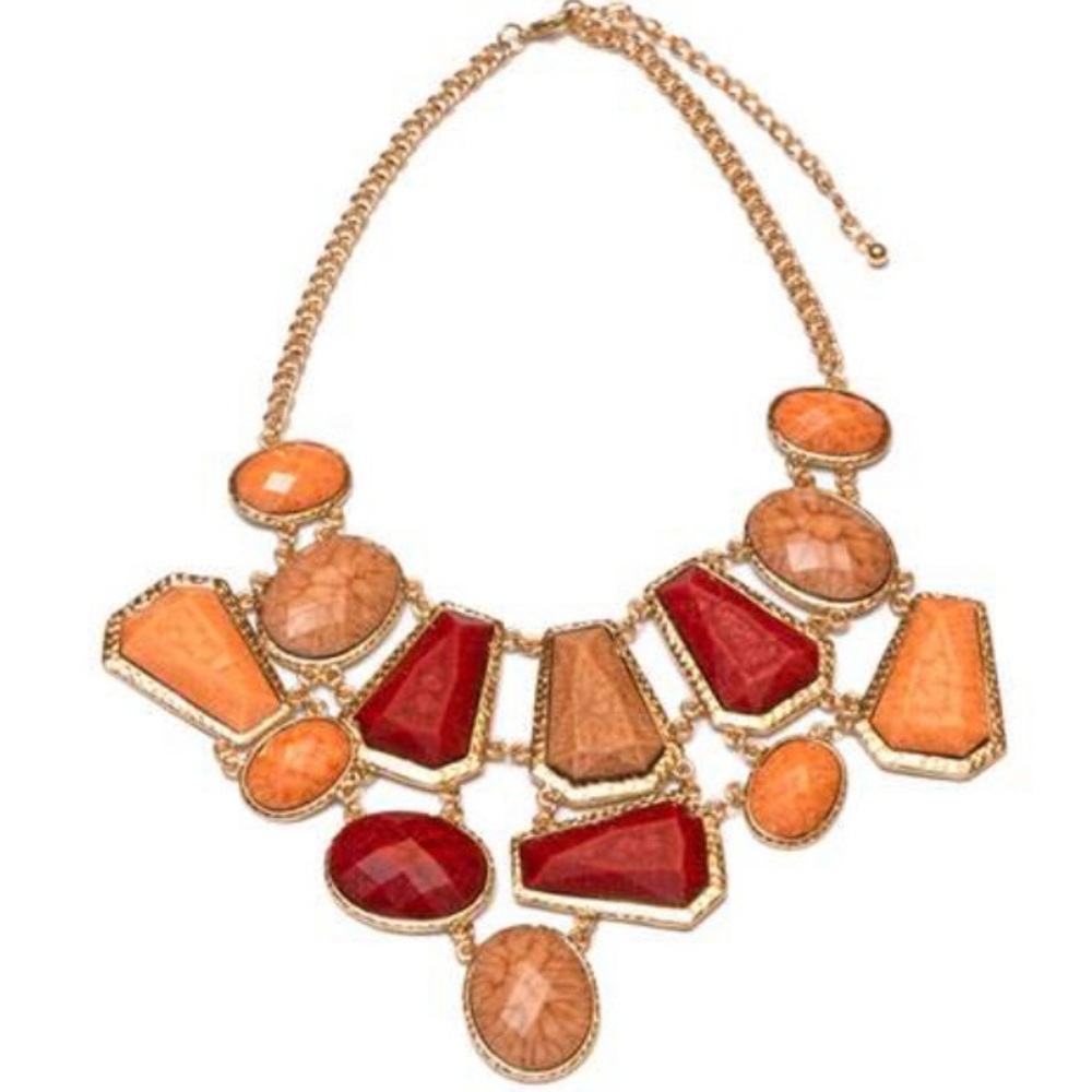 Spring Statement Necklace: 12K Gold Plated - Simulated Coral